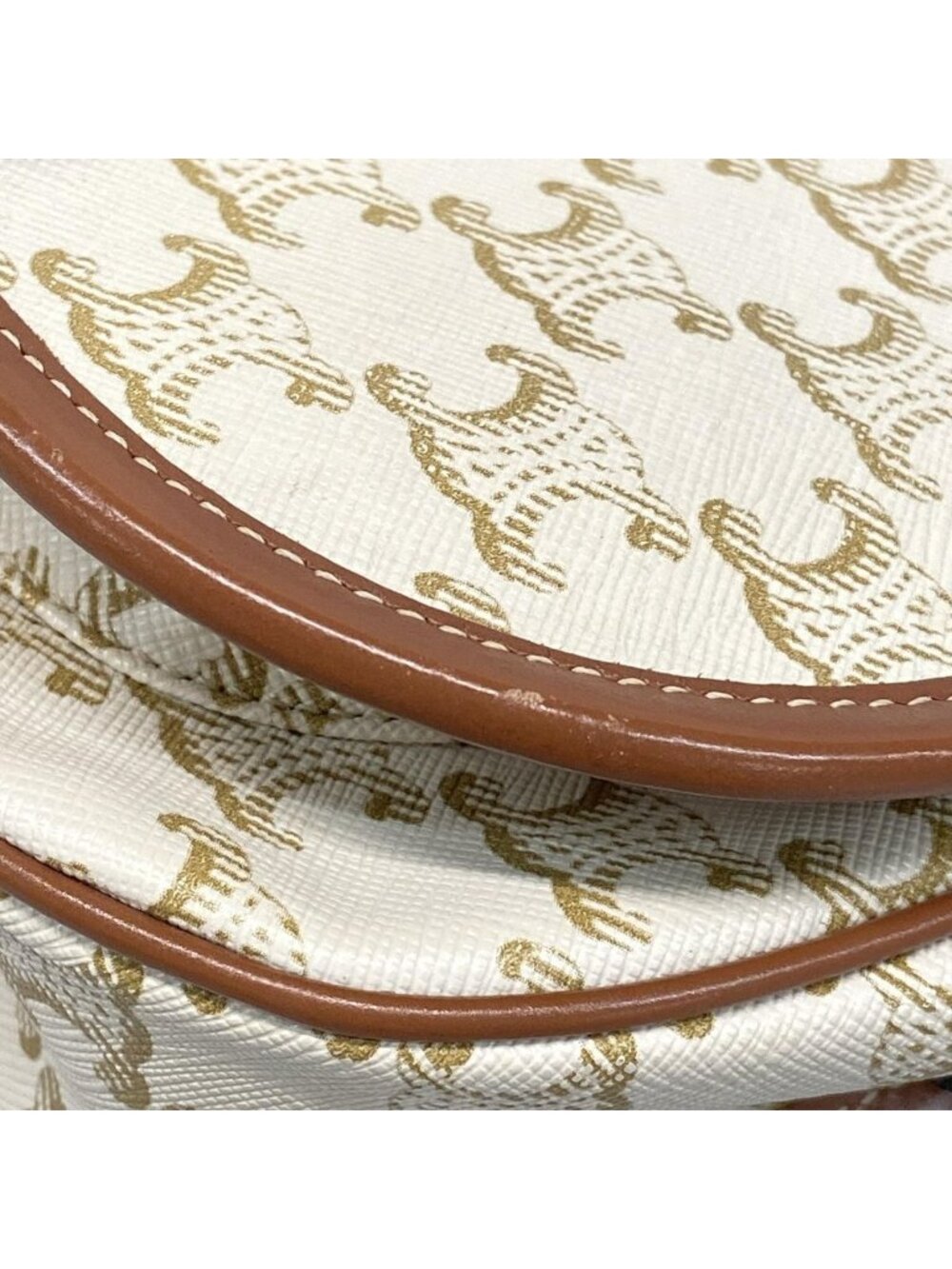 Celine Shoulder Bag Falco Midi Triomphe Canvas Ivory Beige Brown - Picture 6 of 15